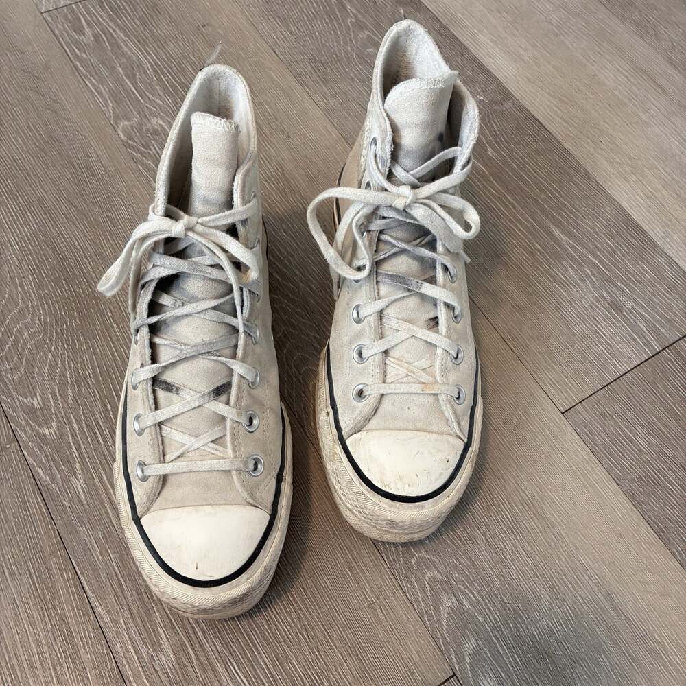 Converse Chuck Taylor High Top White Suede Platform Sneakers Stompers Grunge W 8 - Picture 2 of 7